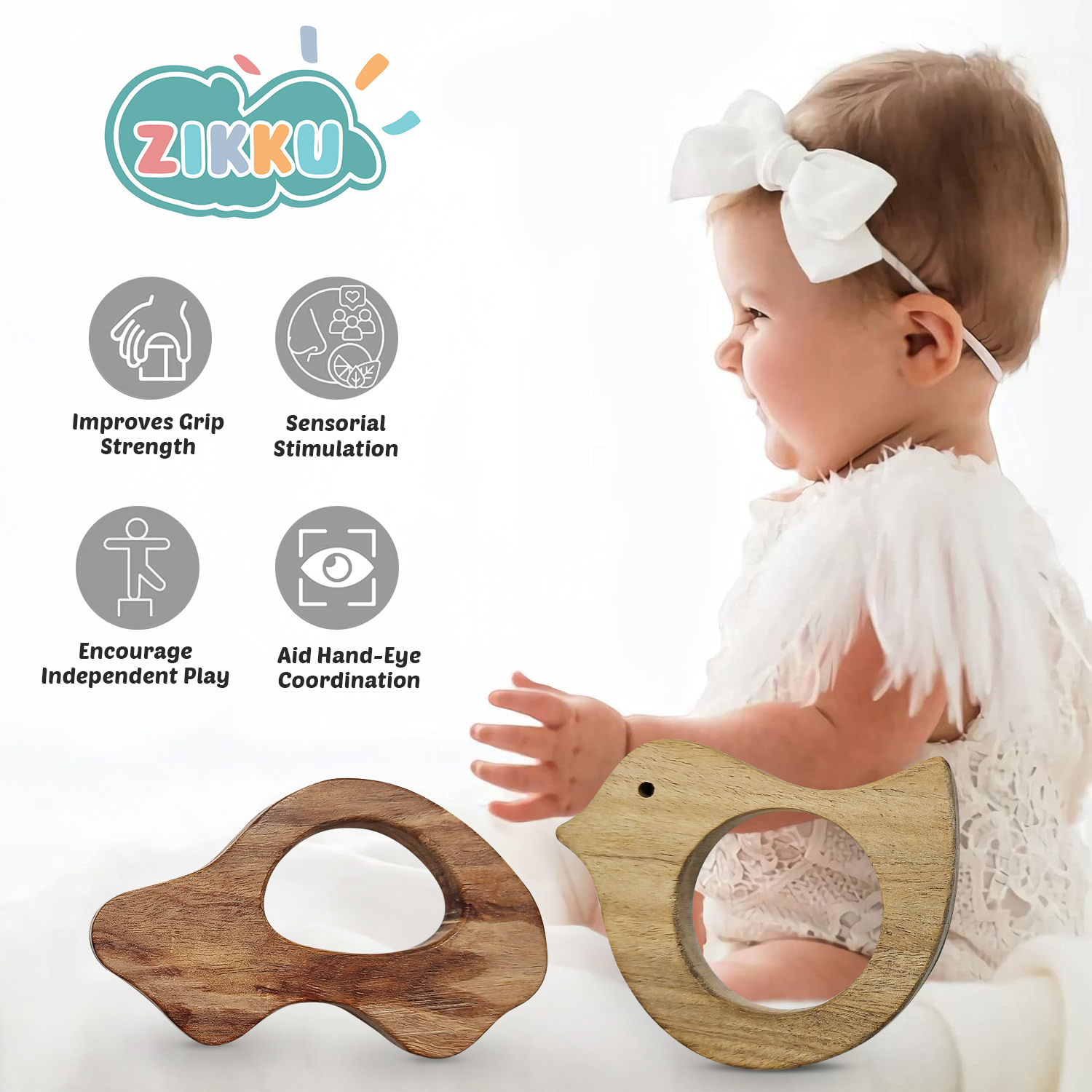 Natural Wooden Baby Teether
