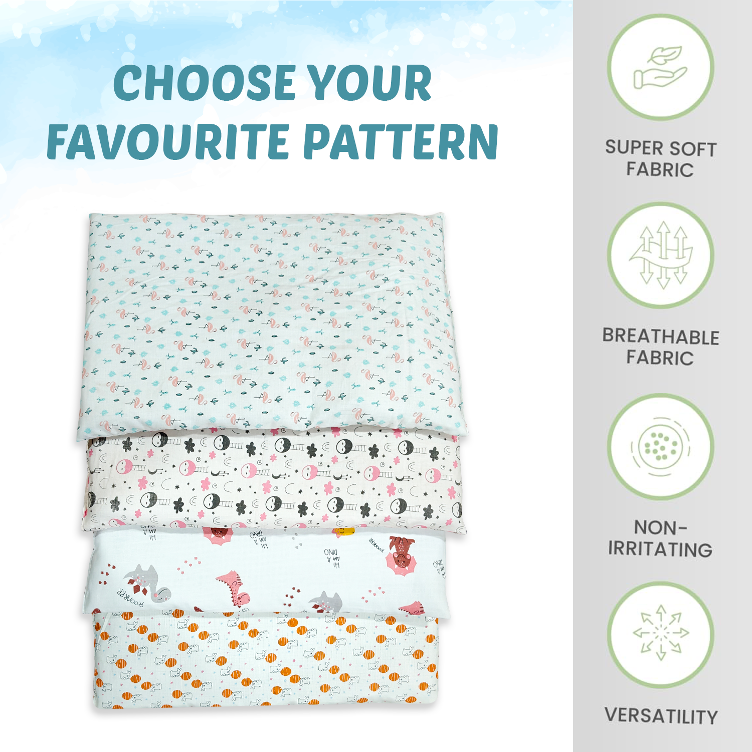 Zikku Muslin Baby Gaadi Combo Pack of 2 ( Cute Print )