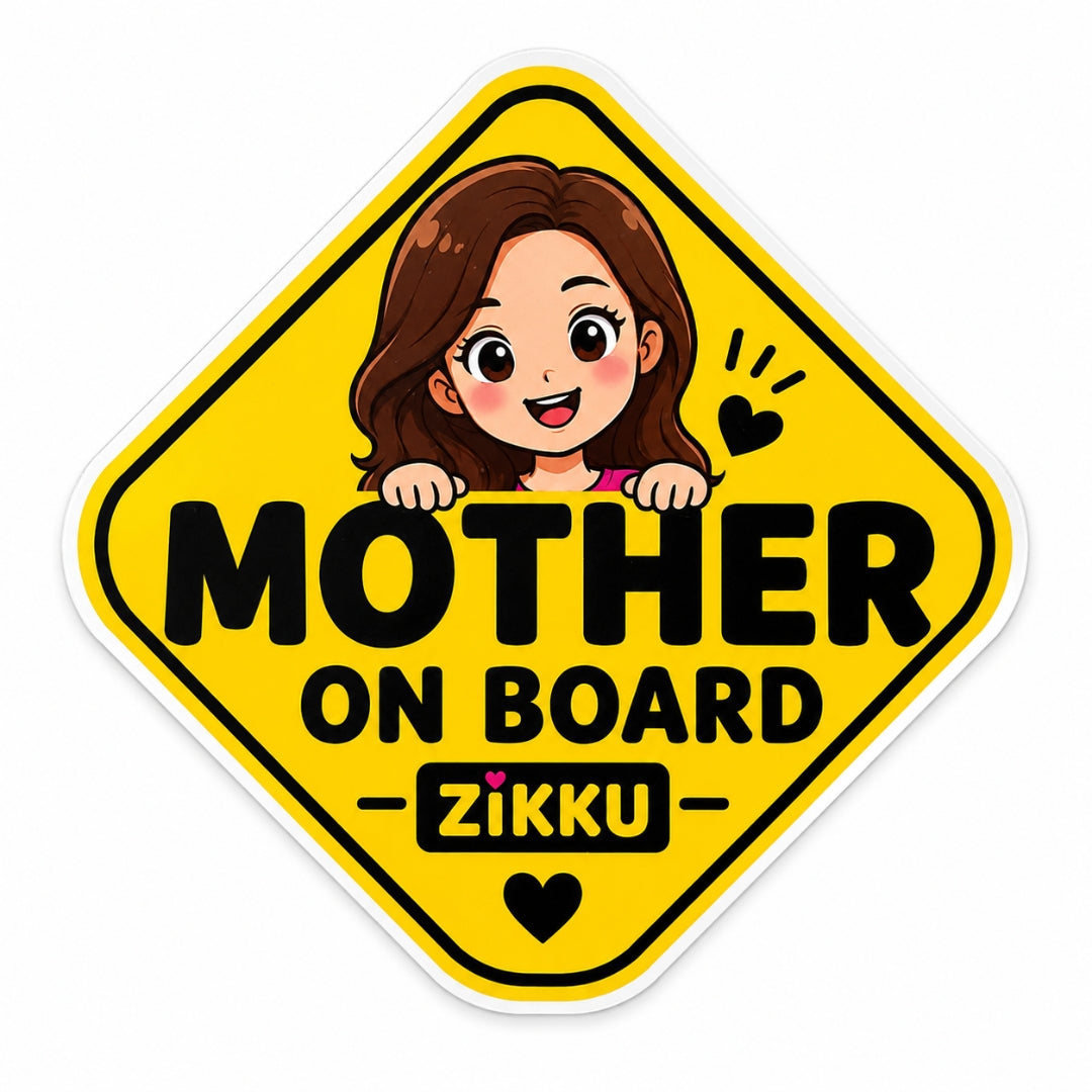 Zikku Mother on Board Car Sticker on car window