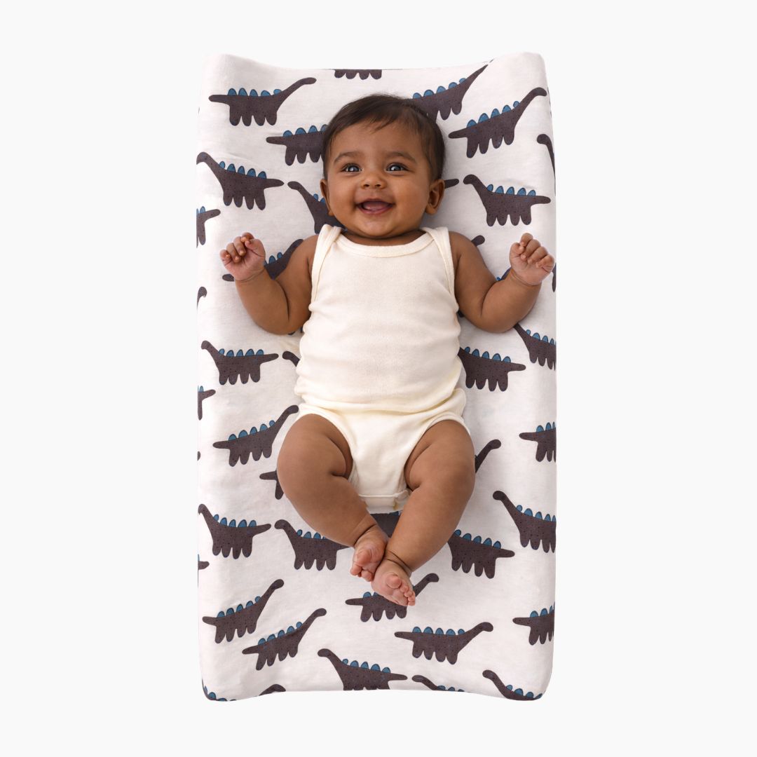 Diaper Changing and Massage Bed/Pad with Cover (Teddy Pad + Dinosaur Cover)