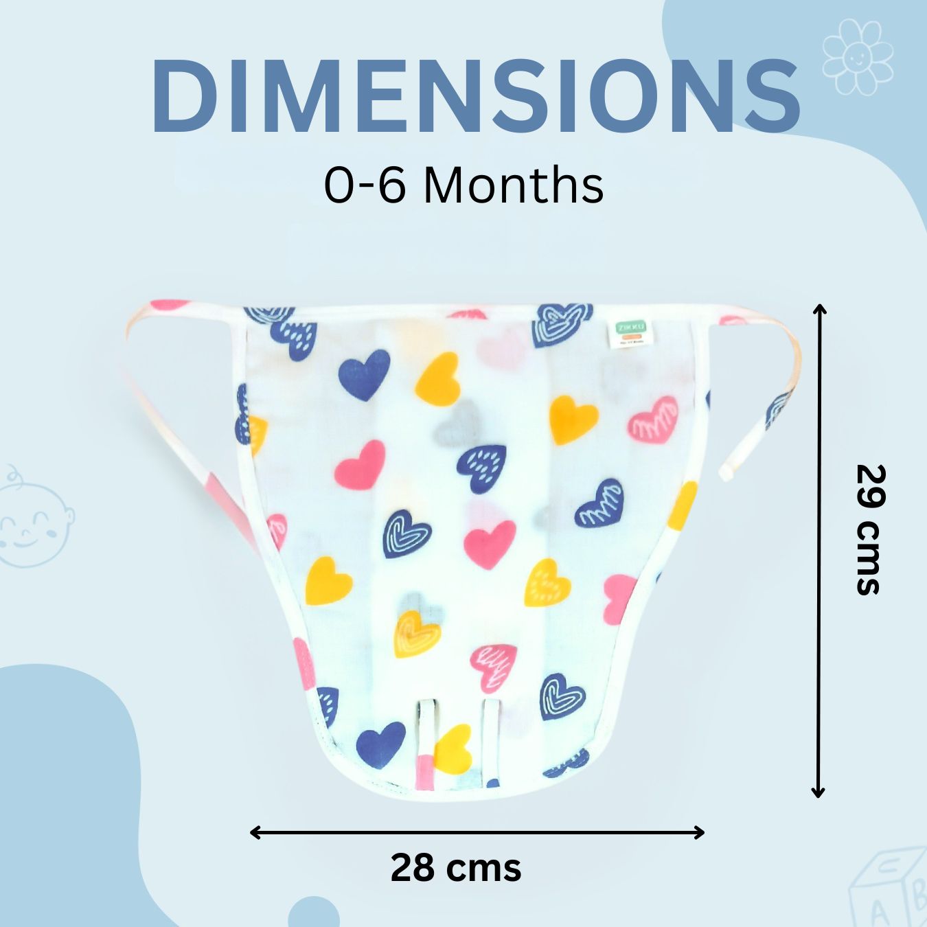 100% Cotton Muslin Nappy Set for Newborns (0-6 Months) - Pack of 5