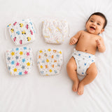 100% Cotton Muslin Nappy Set for Newborns (0-6 Months) - Pack of 5