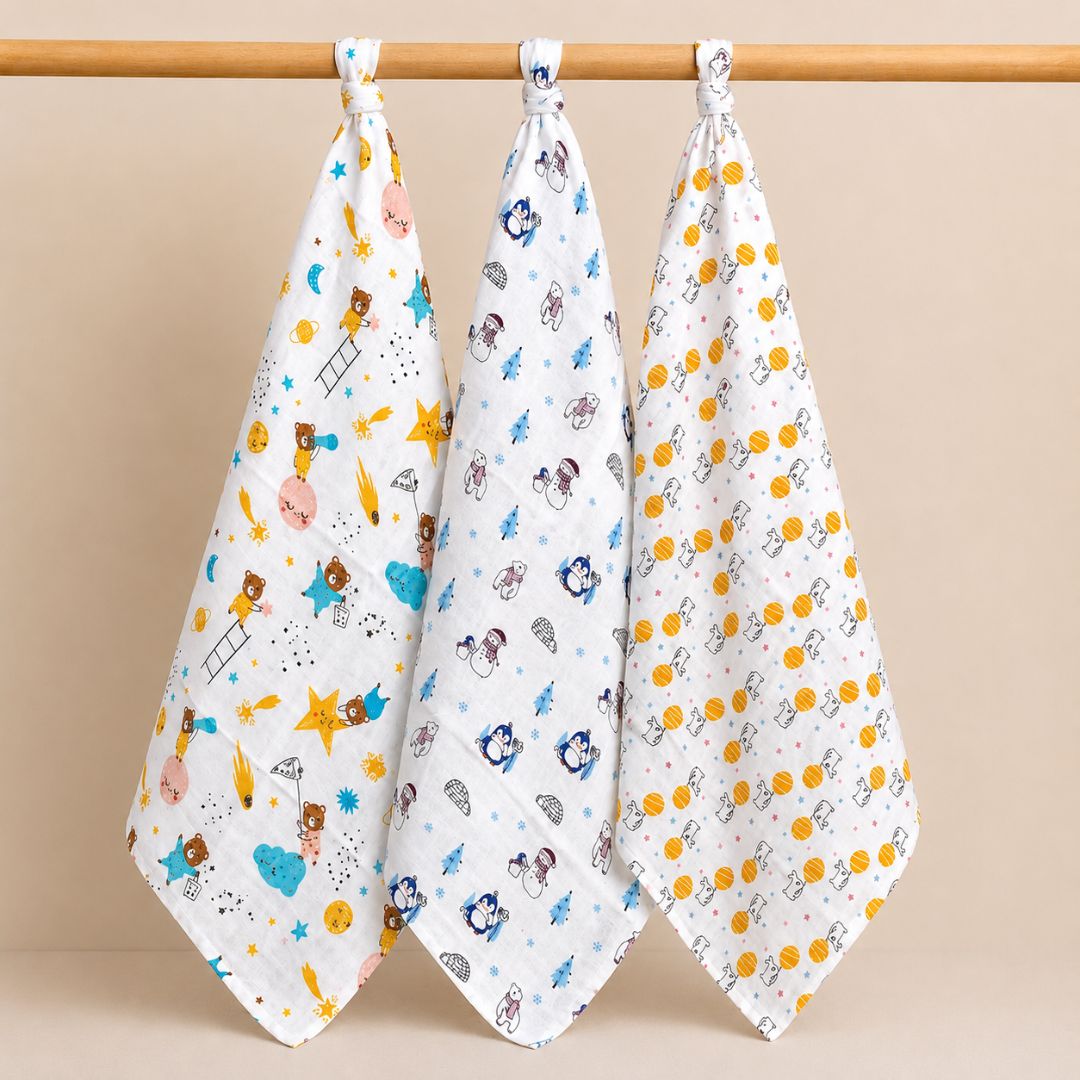 Baby Muslin Swaddle Wraps – 100% Cotton, Ultra-Soft, Breathable, Multipurpose Baby Blankets – 115x95 cm