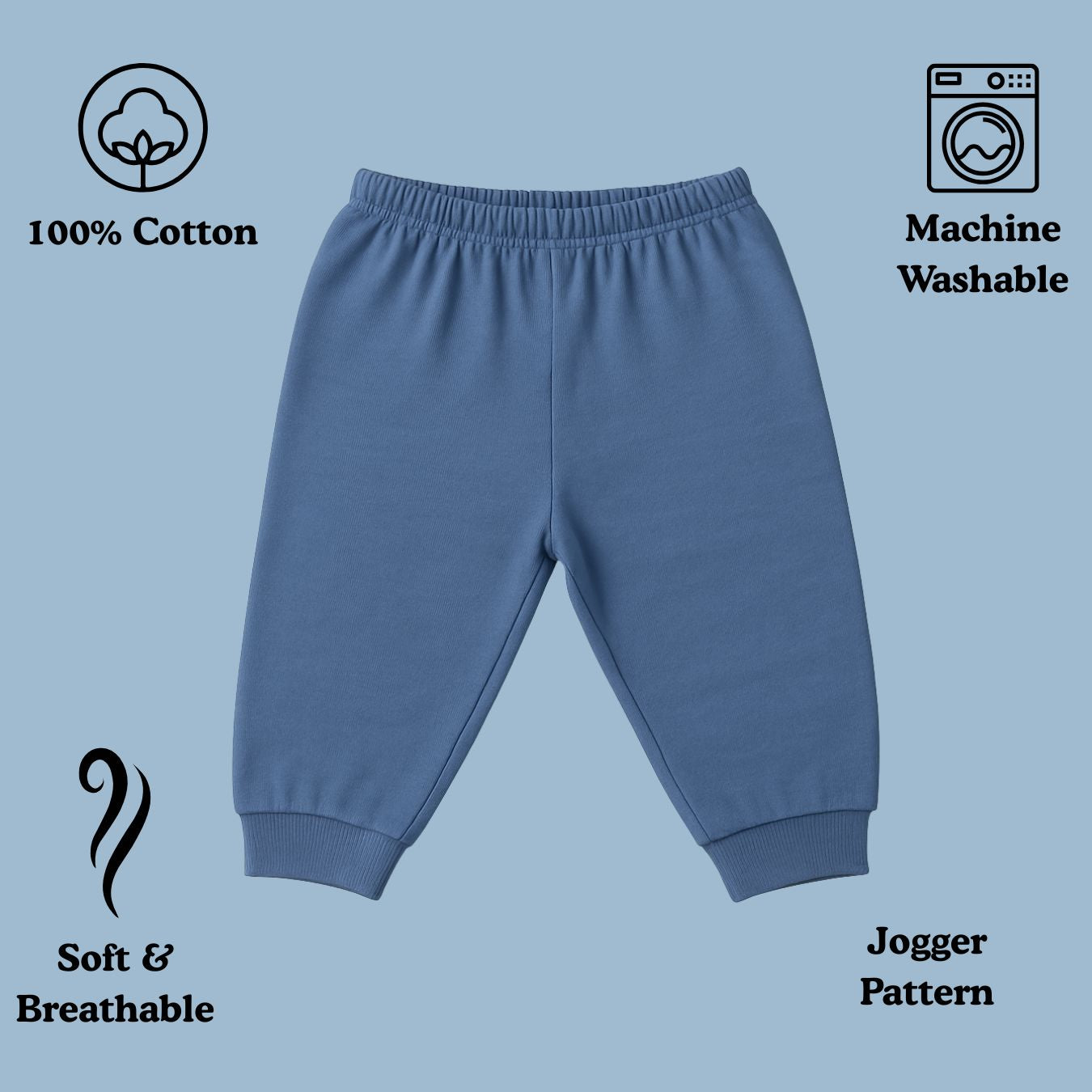 Plain Pyjama/Lowers Combo for Kids set of 3 (1-2 Years)