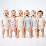 Baby Cotton Onesies Pack of 6 Soft Cotton Rompers for Newborns