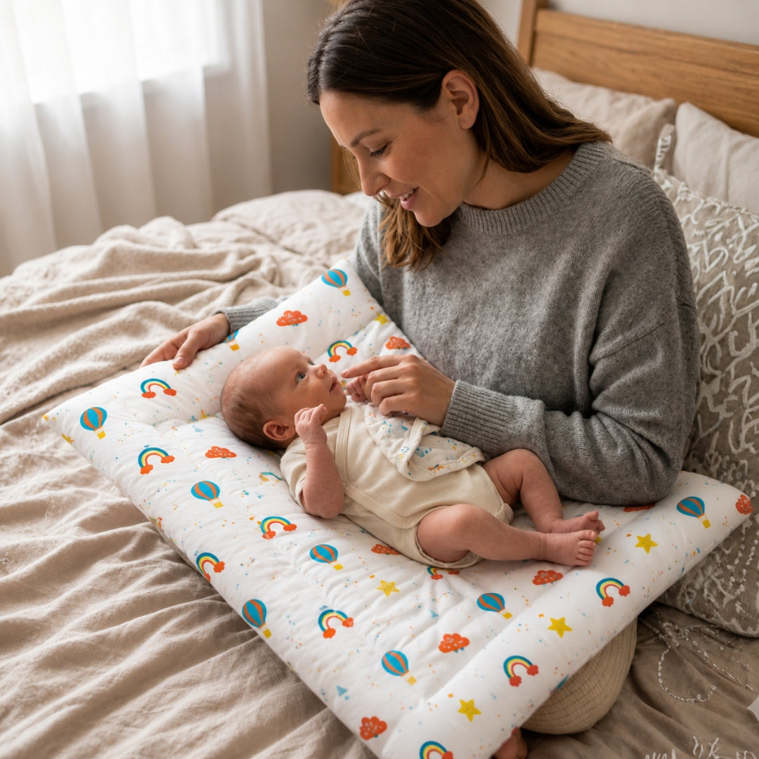 Zikku Muslin Baby Gaddi Combo Pack of 2 colorful print