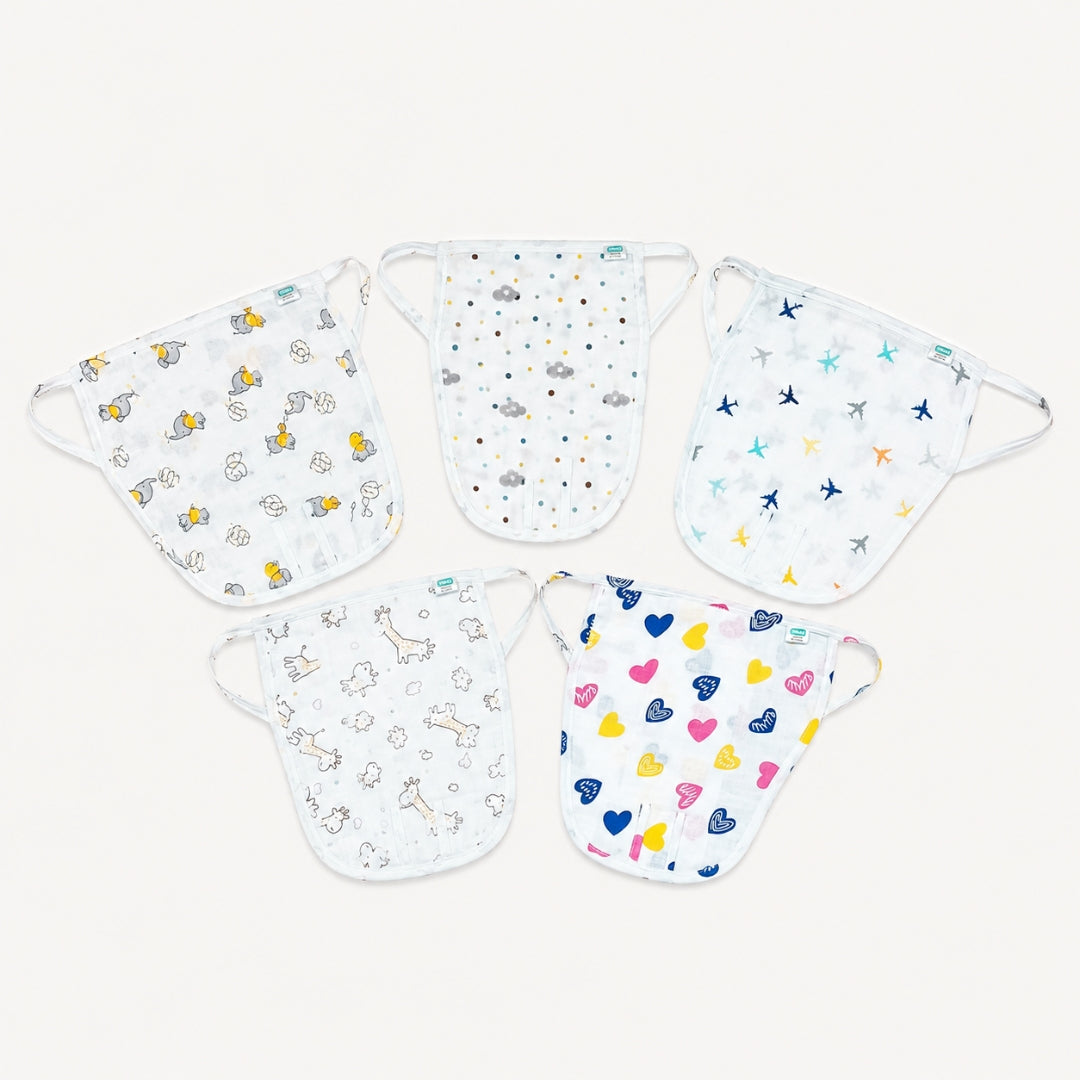 100% Cotton Muslin Nappy Set for Newborns (0-6 Months) - Pack of 5