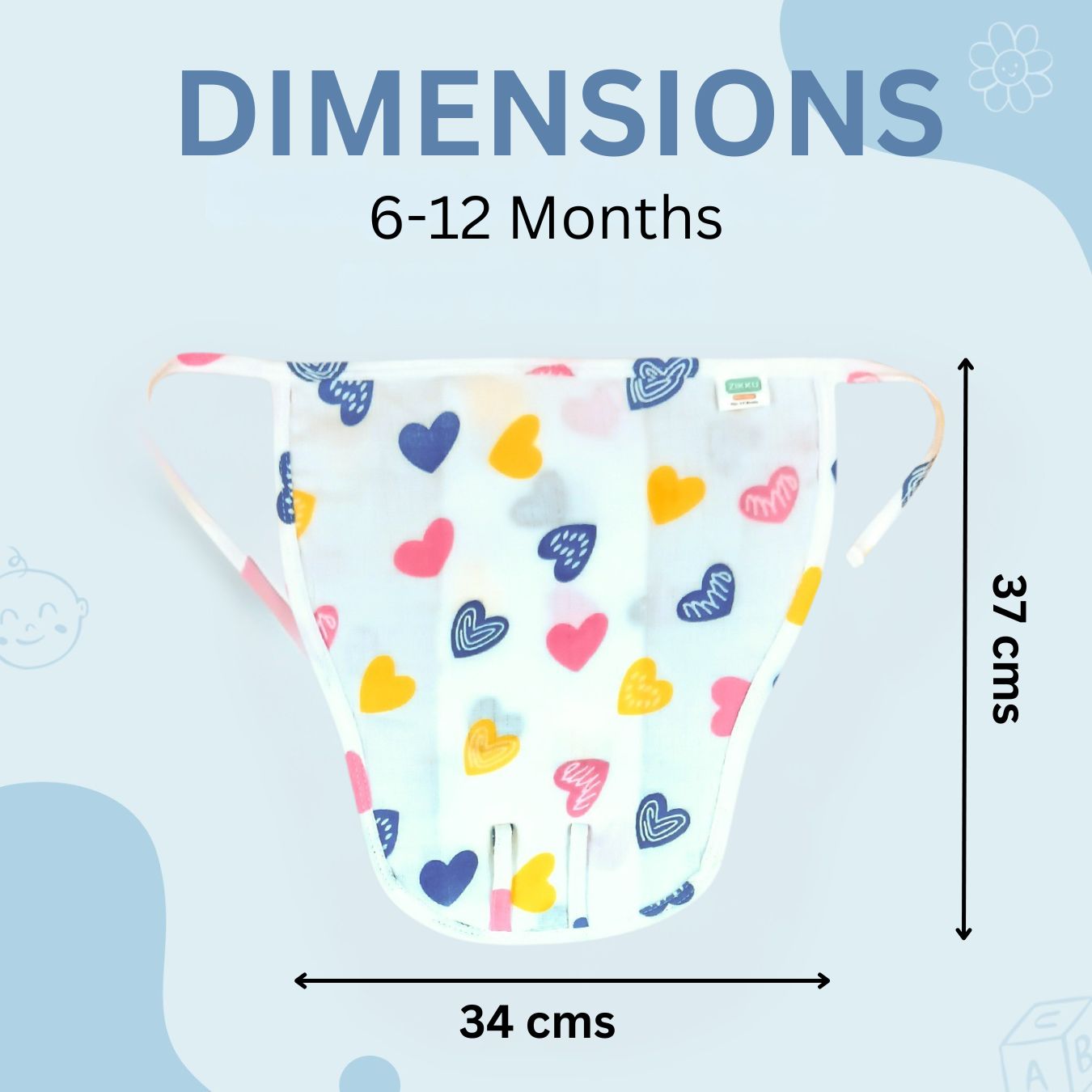 100% Cotton Muslin Nappy Set for Newborns (0-6 Months) - Pack of 5