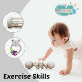 Zikku Wooden Maracas Rattle – Montessori Baby Toy | Non-Toxic Wooden Shaker for Infants & Toddlers