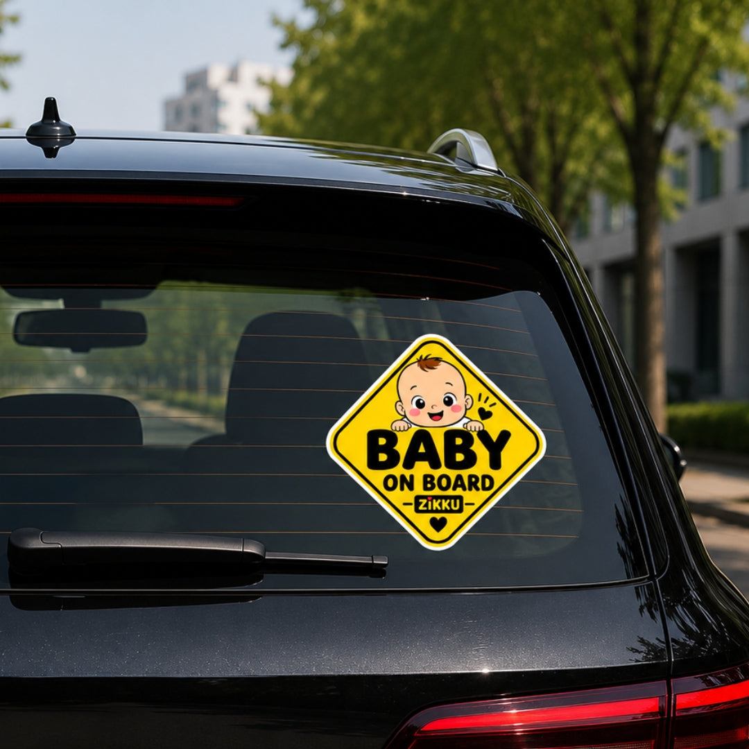 Zikku Baby on Board Car Sticker application on glass