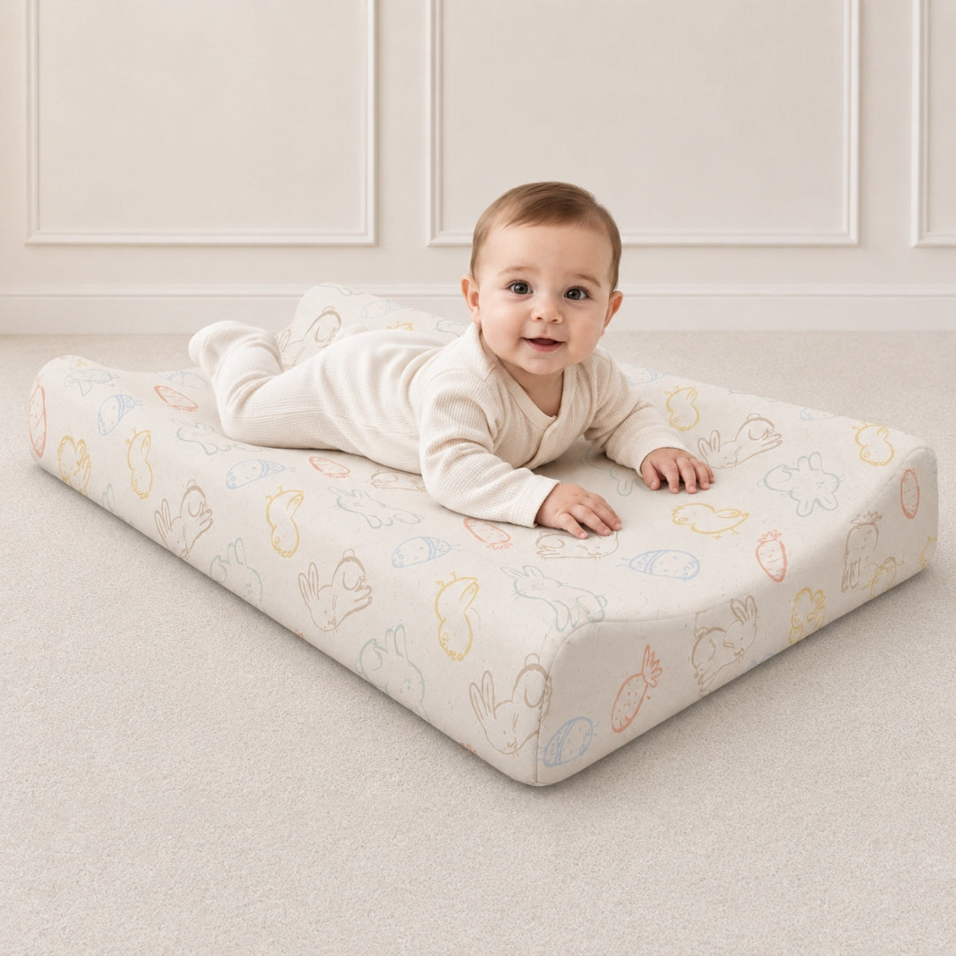 Baby Diaper Changing and Massage Pad with Safety Belt (Carrot Print)