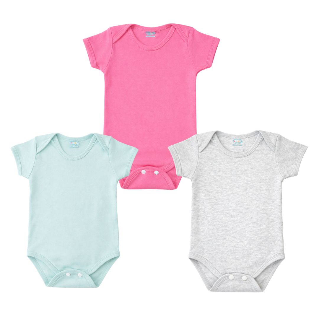 Baby Cotton Onesies Pack of 3 Soft Cotton Rompers for Newborns