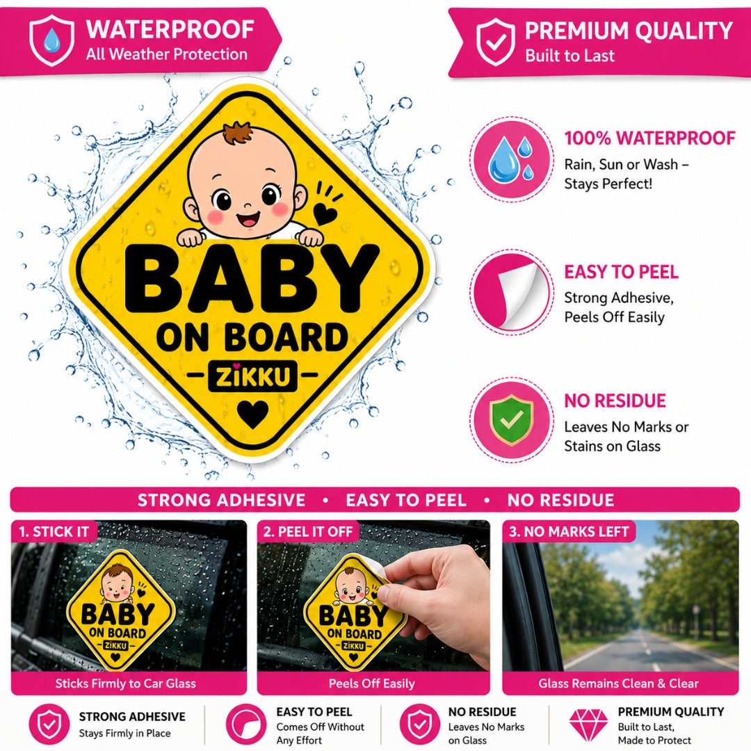 Zikku Baby on Board Car Sticker waterproof decal
