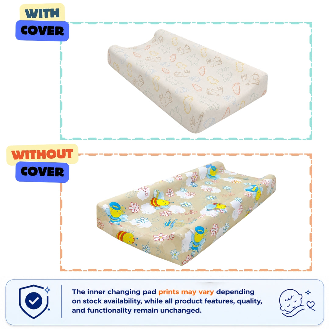 Baby Diaper Changing and Massage Pad with Safety Belt (Carrot Print)