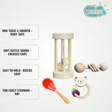 Zikku Wooden Maracas Rattle – Montessori Baby Toy | Non-Toxic Wooden Shaker for Infants & Toddlers