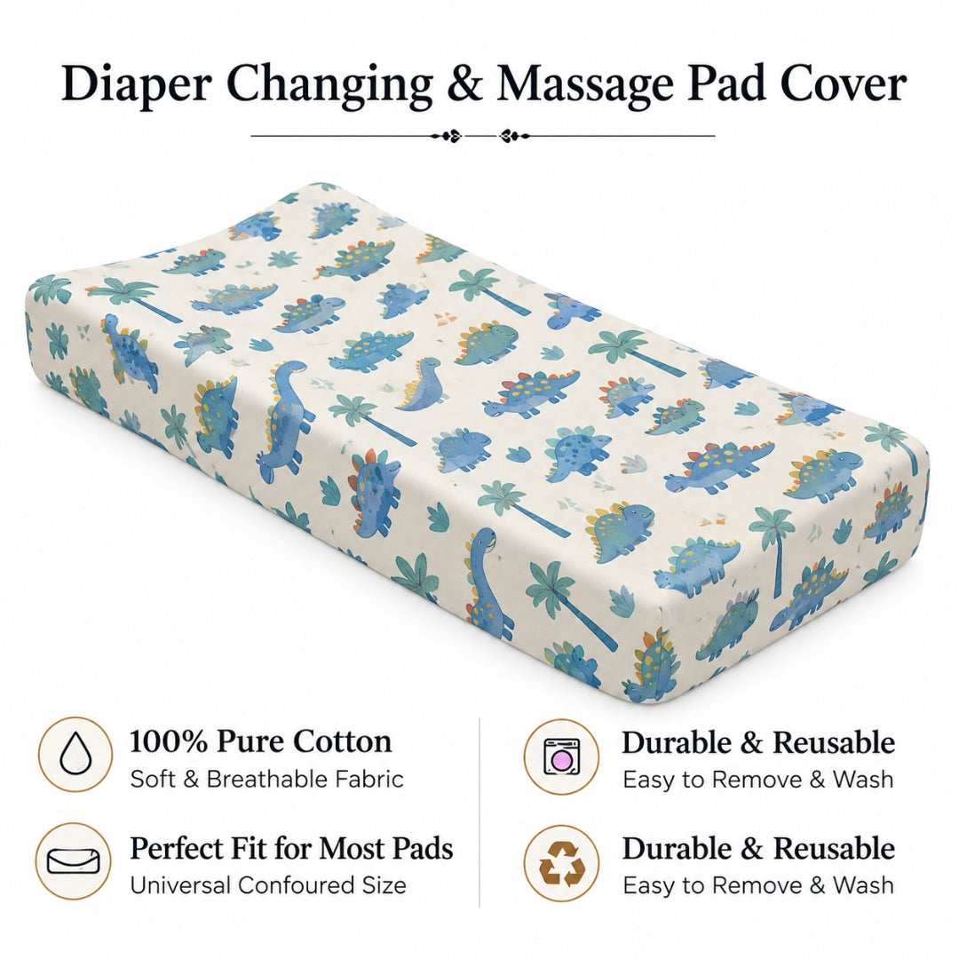 Baby Diaper Changing and Massage Pad with Safety Belt (MultiDino)