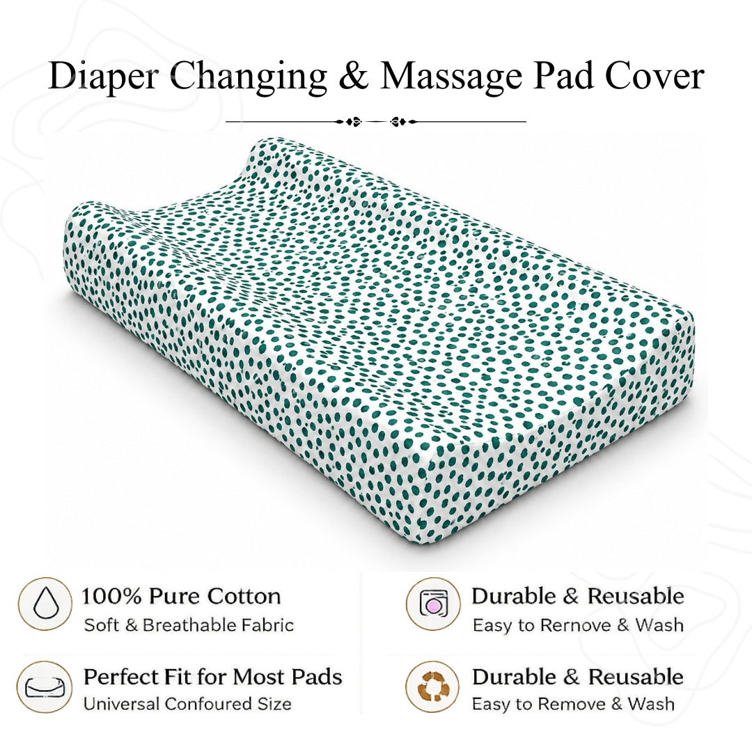 Baby Diaper Changing and Massage Pad with Safety Belt (Green Dots)