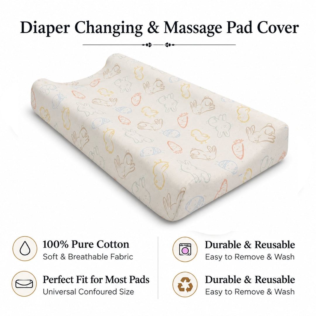 Baby Diaper Changing and Massage Pad with Safety Belt (Carrot Print)
