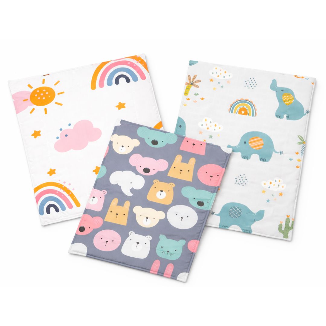 Waterproof Baby Changing Mat Set of 3 - Diaper Changing Sheets 60x45 cm (City Print)