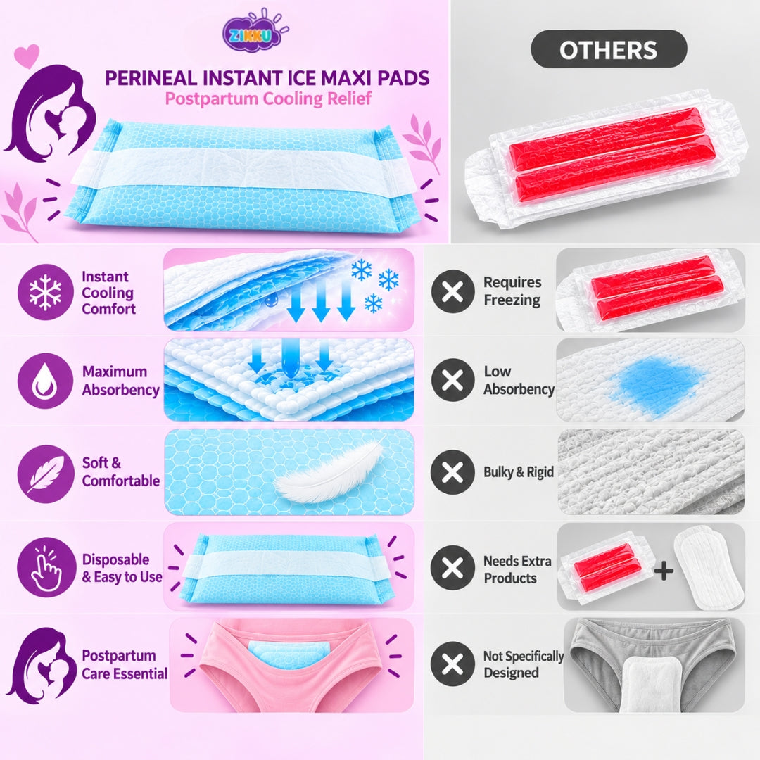 Perineal Instant Ice Maxi Pads for Postpartum Cooling Relief, Single-Use Absorbent Pads