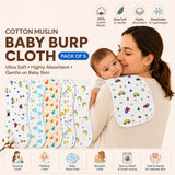 Cotton Muslin Baby Burp Cloth – Ultra Soft & Breathable Baby Burp Cloth for Newborn Boys & Girls (0–12 Months) | 100% Cotton Muslin Soft Baby Cloth for Feeding, Cleaning & Daily Baby Care