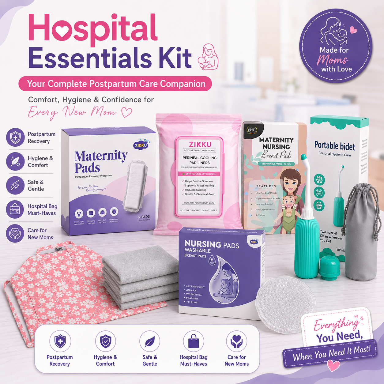 Zikku Hospital Essentials Kit Everything You Need for Your Hospital Stay