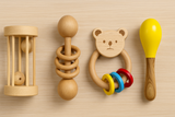 Zikku Wooden Maracas Rattle – Montessori Baby Toy | Non-Toxic Wooden Shaker for Infants & Toddlers