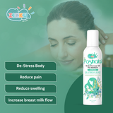 a woman is holding a bottle of <unk>