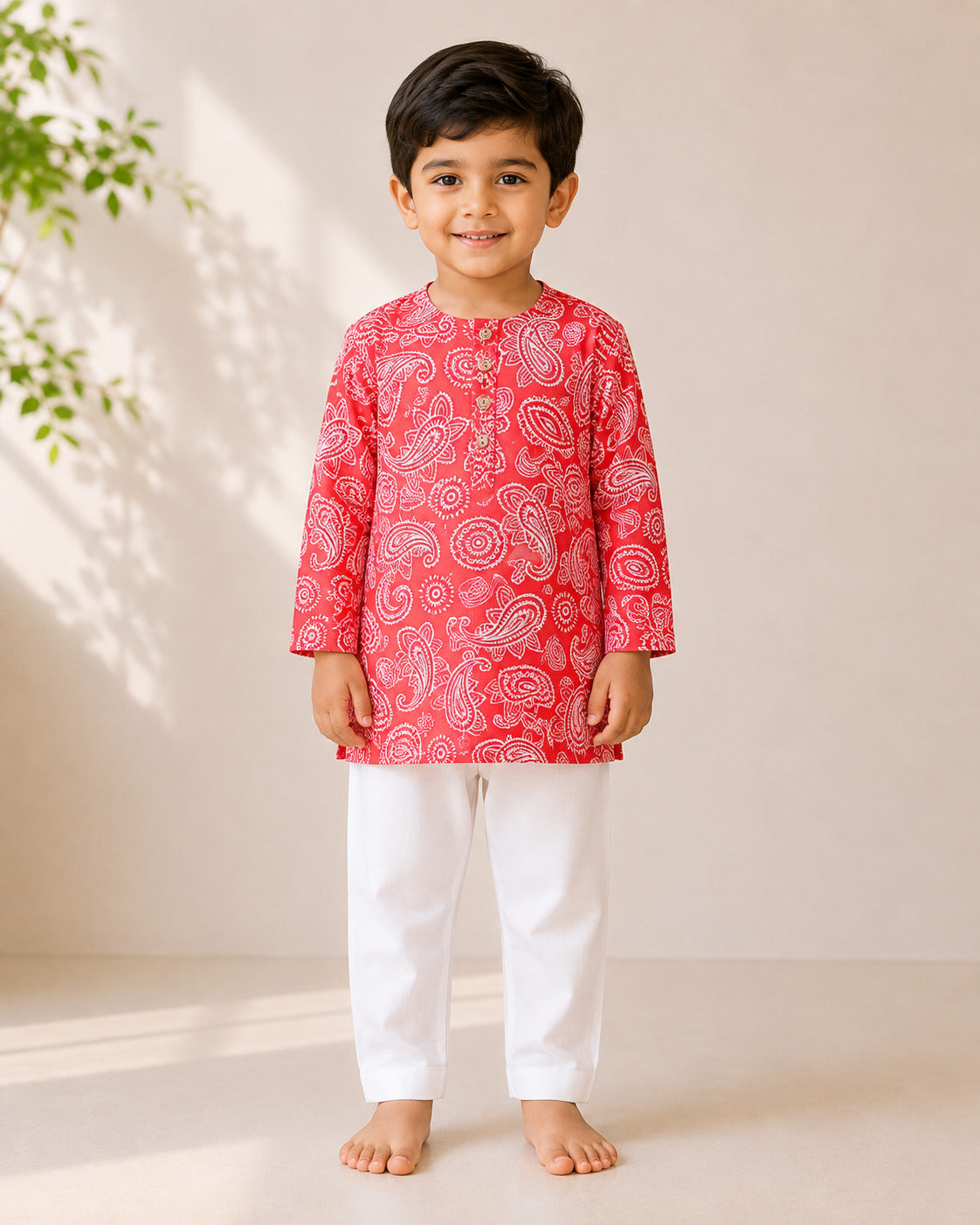 Crimson Breeze Kurta Set (Unisex)