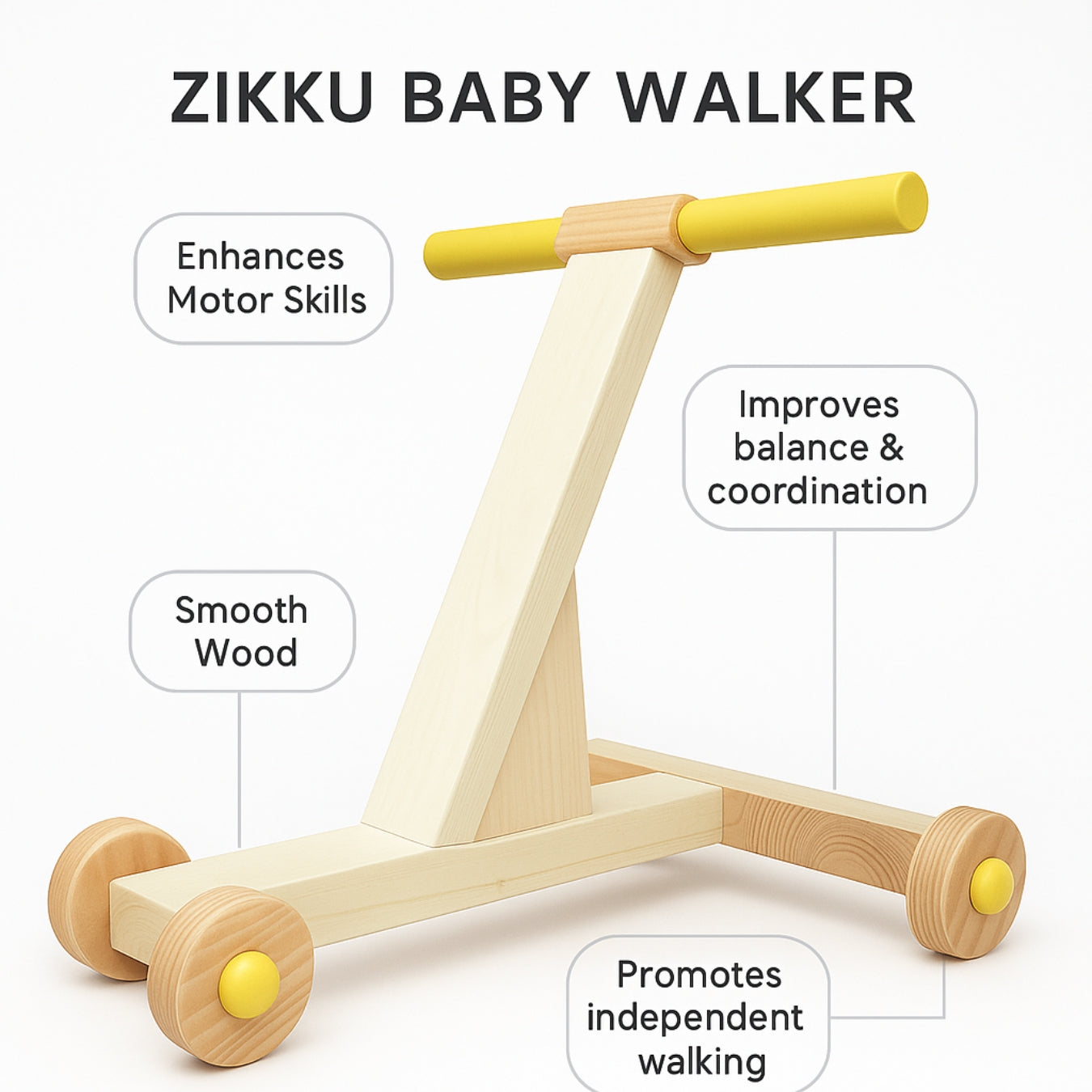 Traditional Handmade Wooden Baby Push Walker (6-24M)