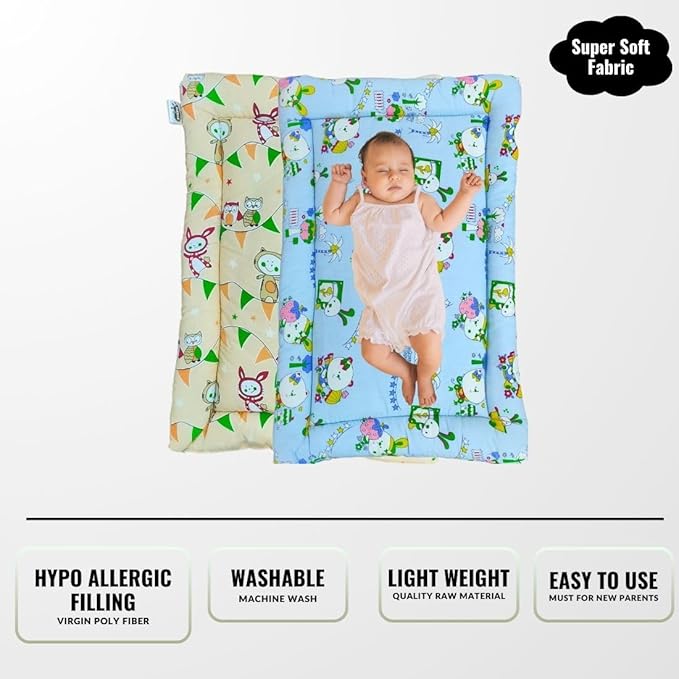 Newborn Cuddle Care Combo (Baby Gaddi/Mattresses + Mustard Seed Pillow + Bamboo Blanket + Muslin Swaddle Wraps)