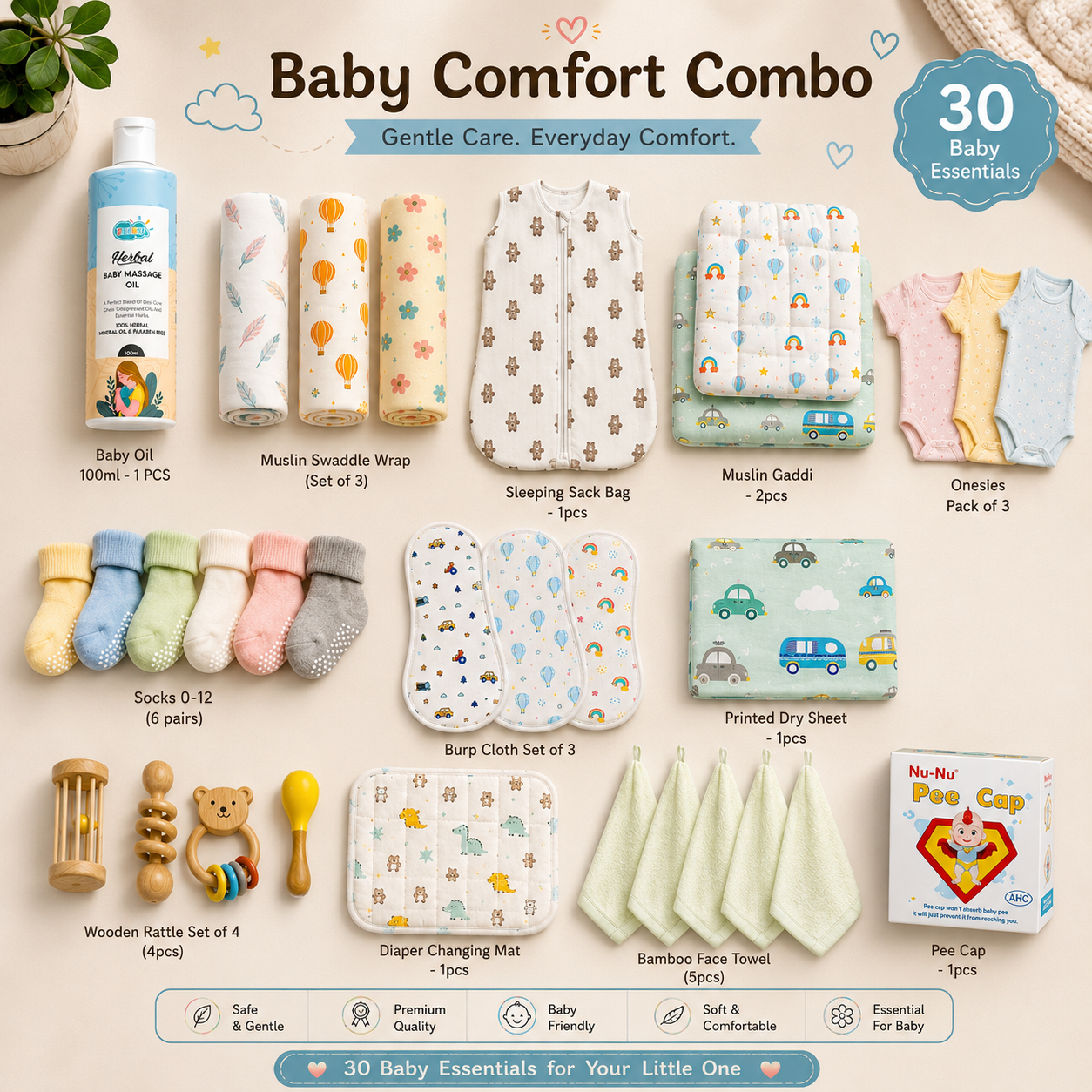 New Born Gift Set — 12 Curated Essentials for Baby's First Days