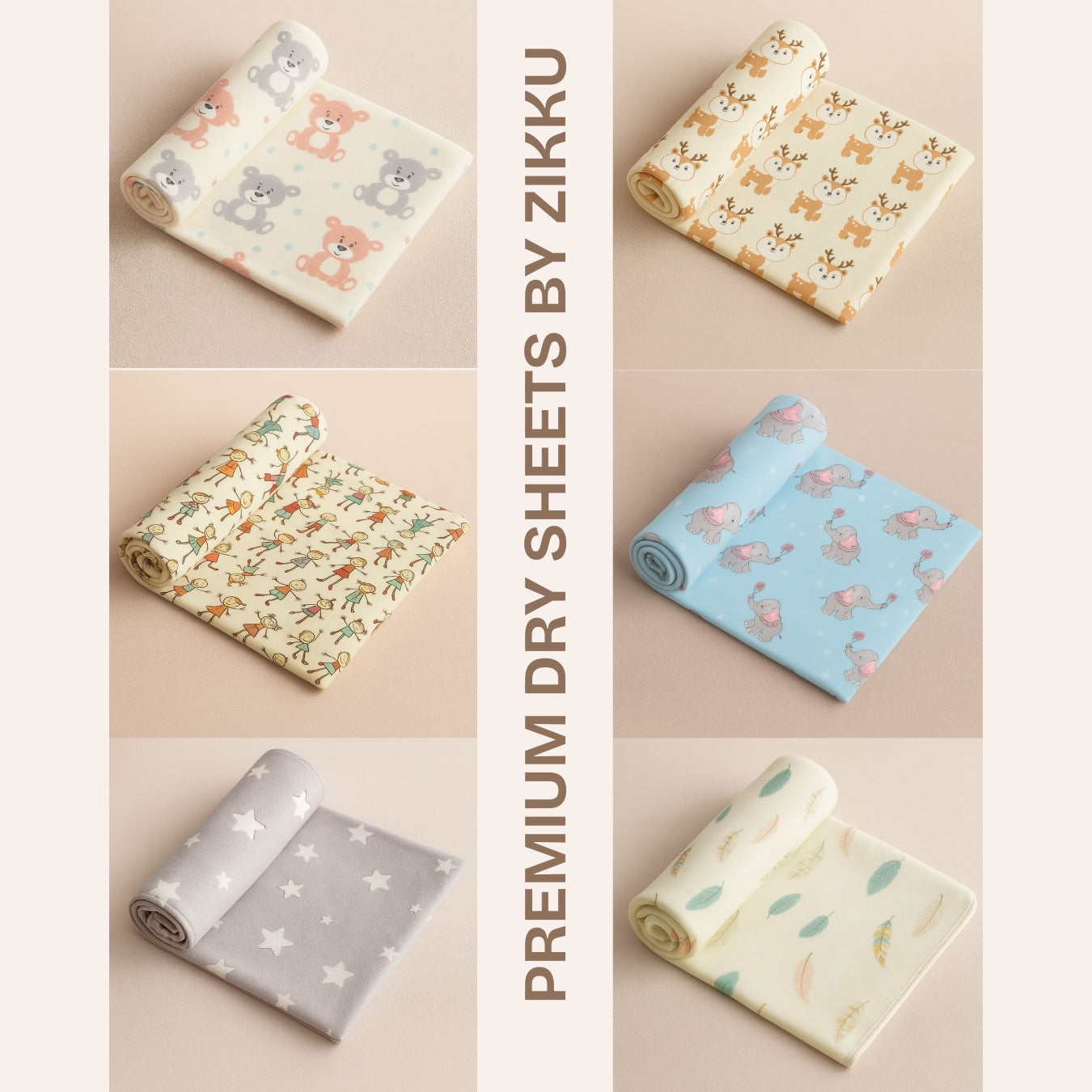 Printed Dry Sheets for Baby - Pack of 6 - Value Pack