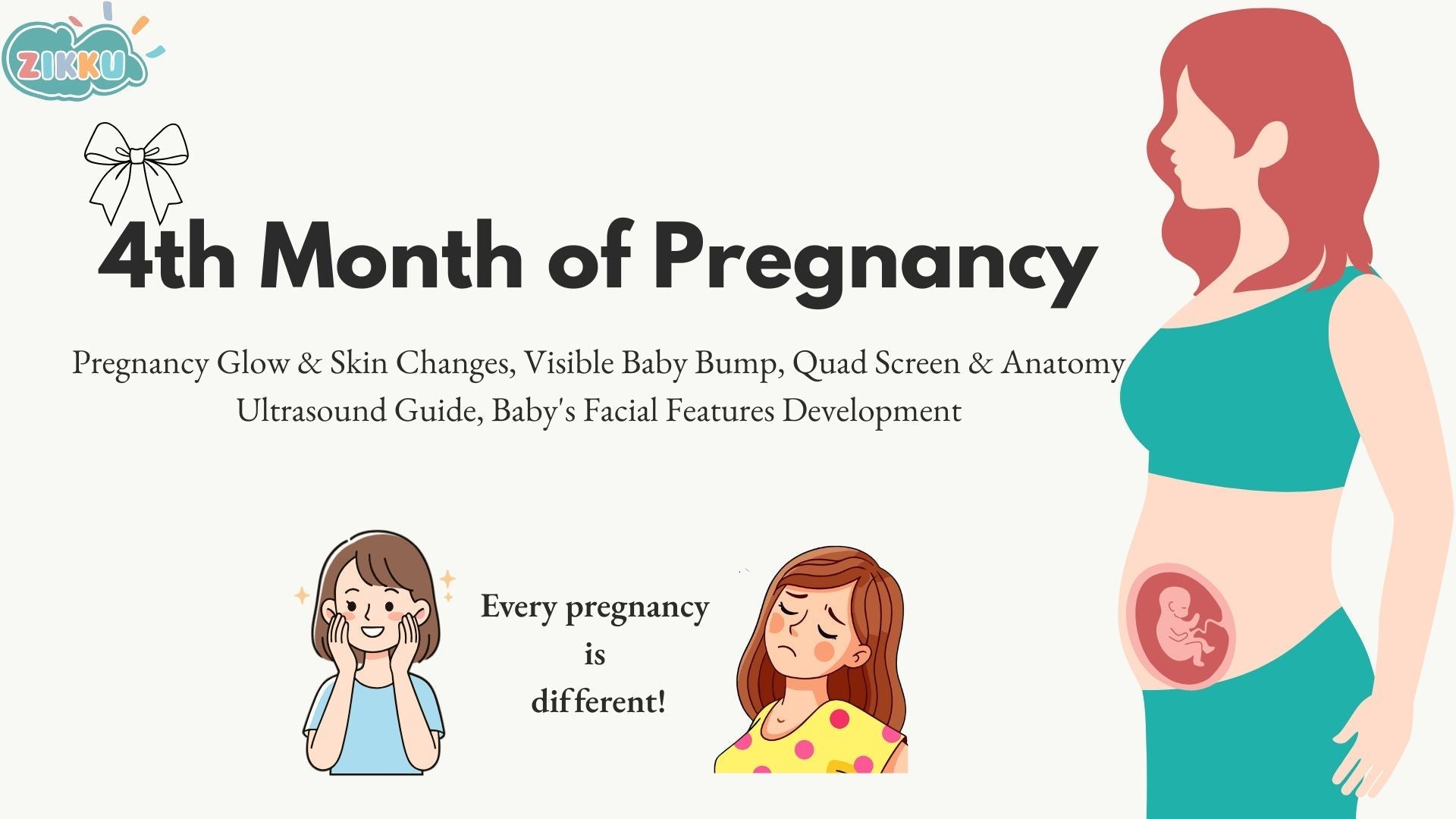 4th Month of Pregnancy: Pregnancy Glow & Skin Changes, Visible Baby Bump, Quad Screen & Anatomy Ultrasound Guide, Baby's Facial Features Development (Weeks 13–16)