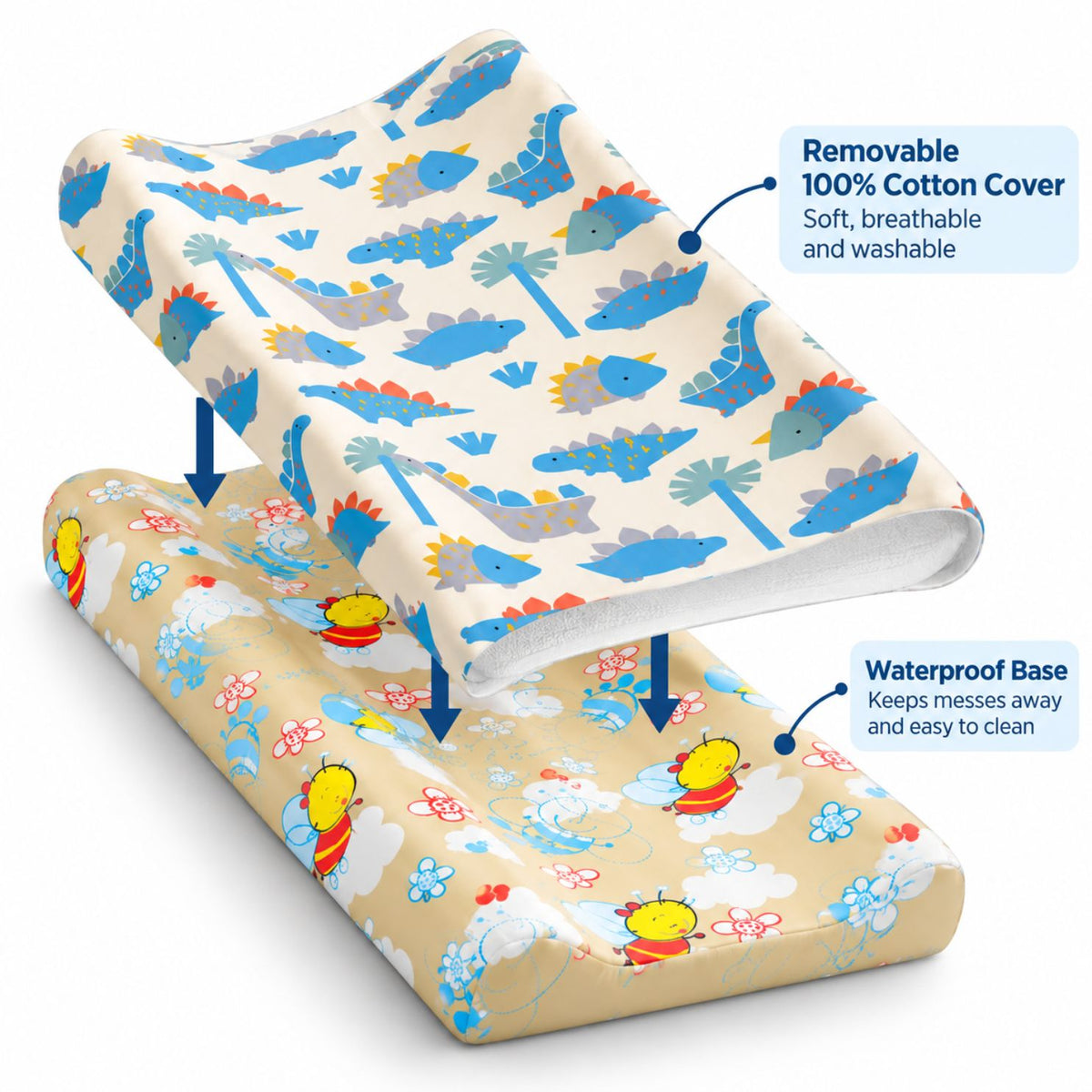 Baby Diaper Changing and Massage Pad with Safety Belt (MultiDino)