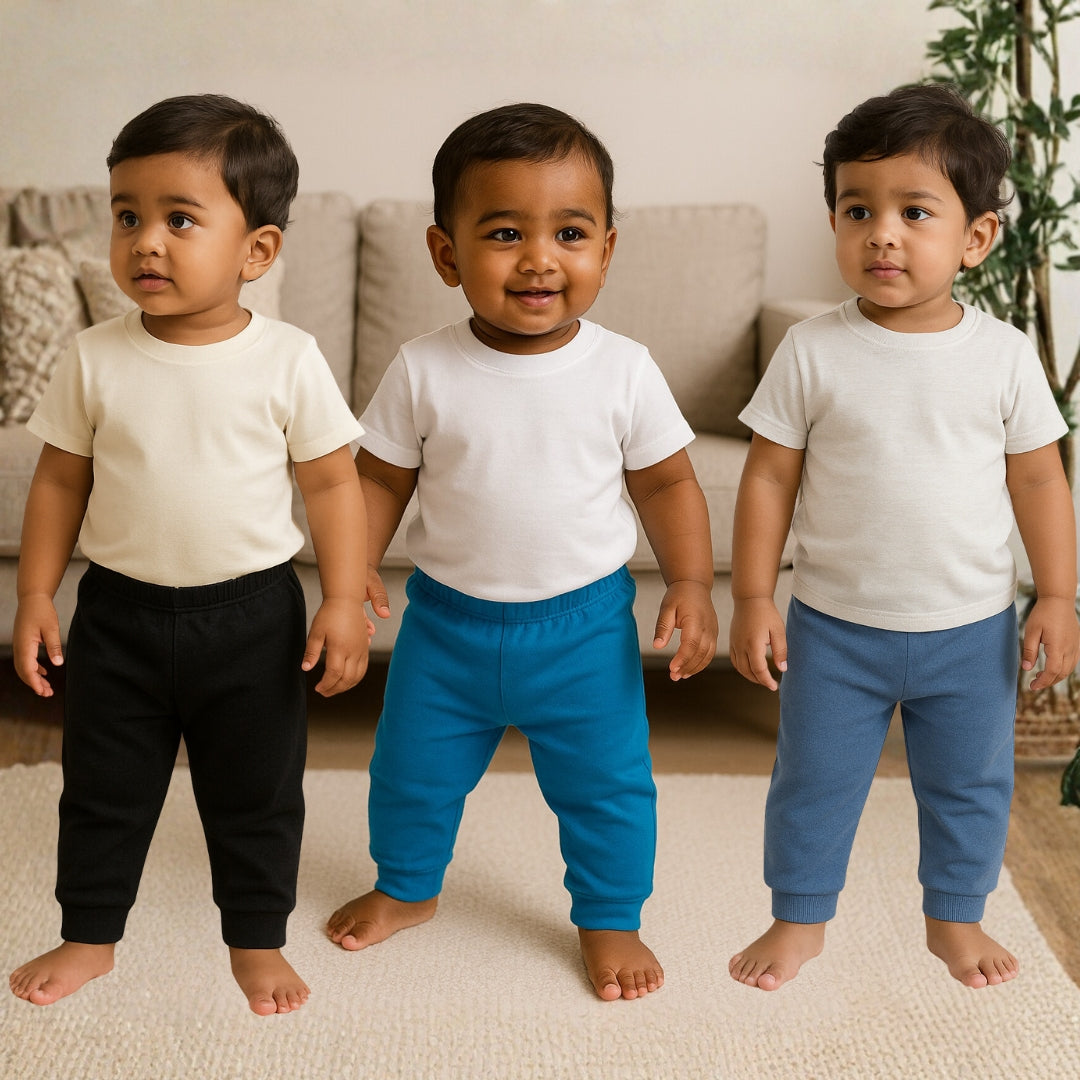 Plain Pyjama/Lowers Combo for Kids set of 3 (1-2 Years)