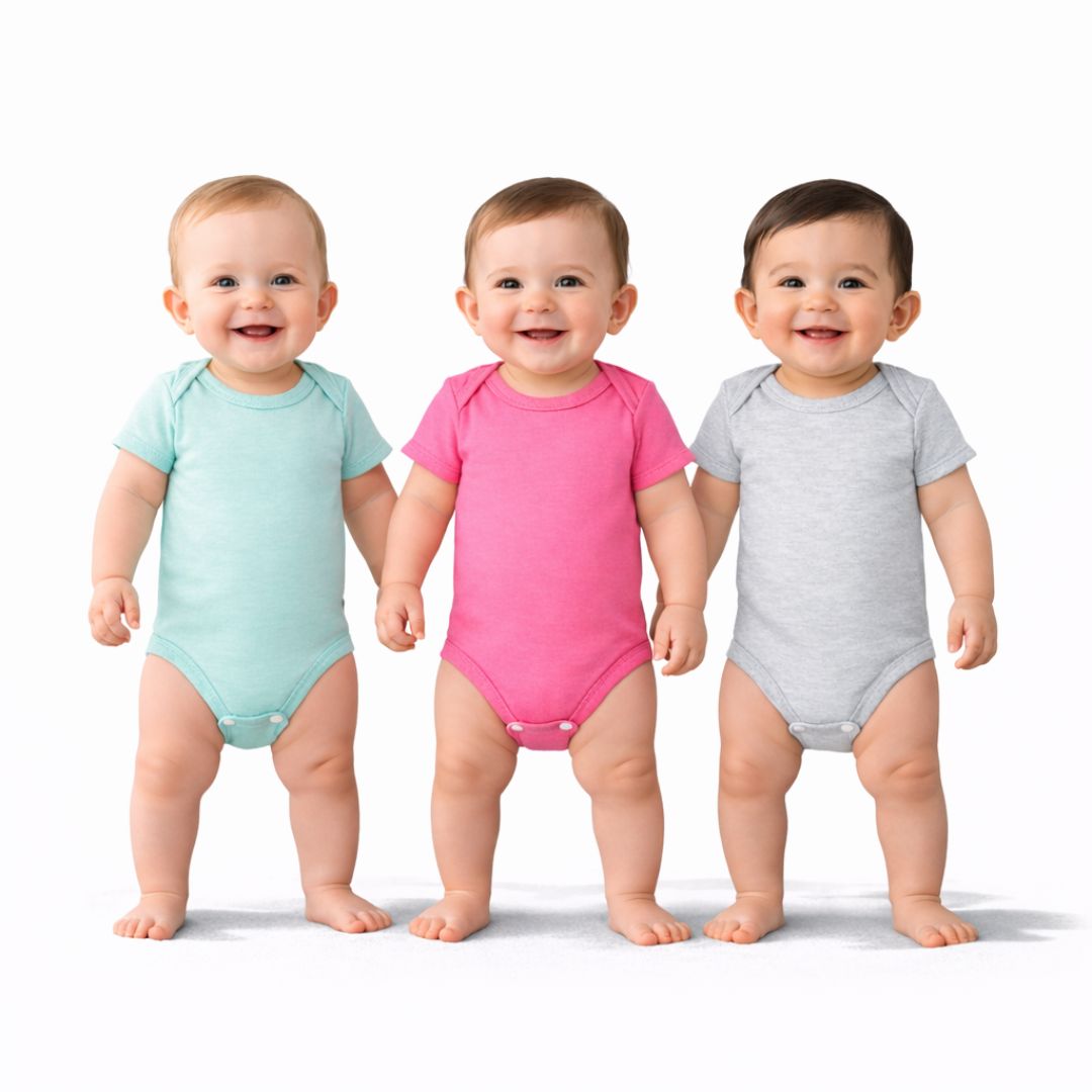 Baby Cotton Onesies Pack of 3 Soft Cotton Rompers for Newborns