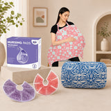 Breastfeeding Essentials Combo- 6 Reusable Nursing Pads, 2 Breast Gel Pads, 1 Cotton Nursing Cover, 1 Arm Feeding Pillow