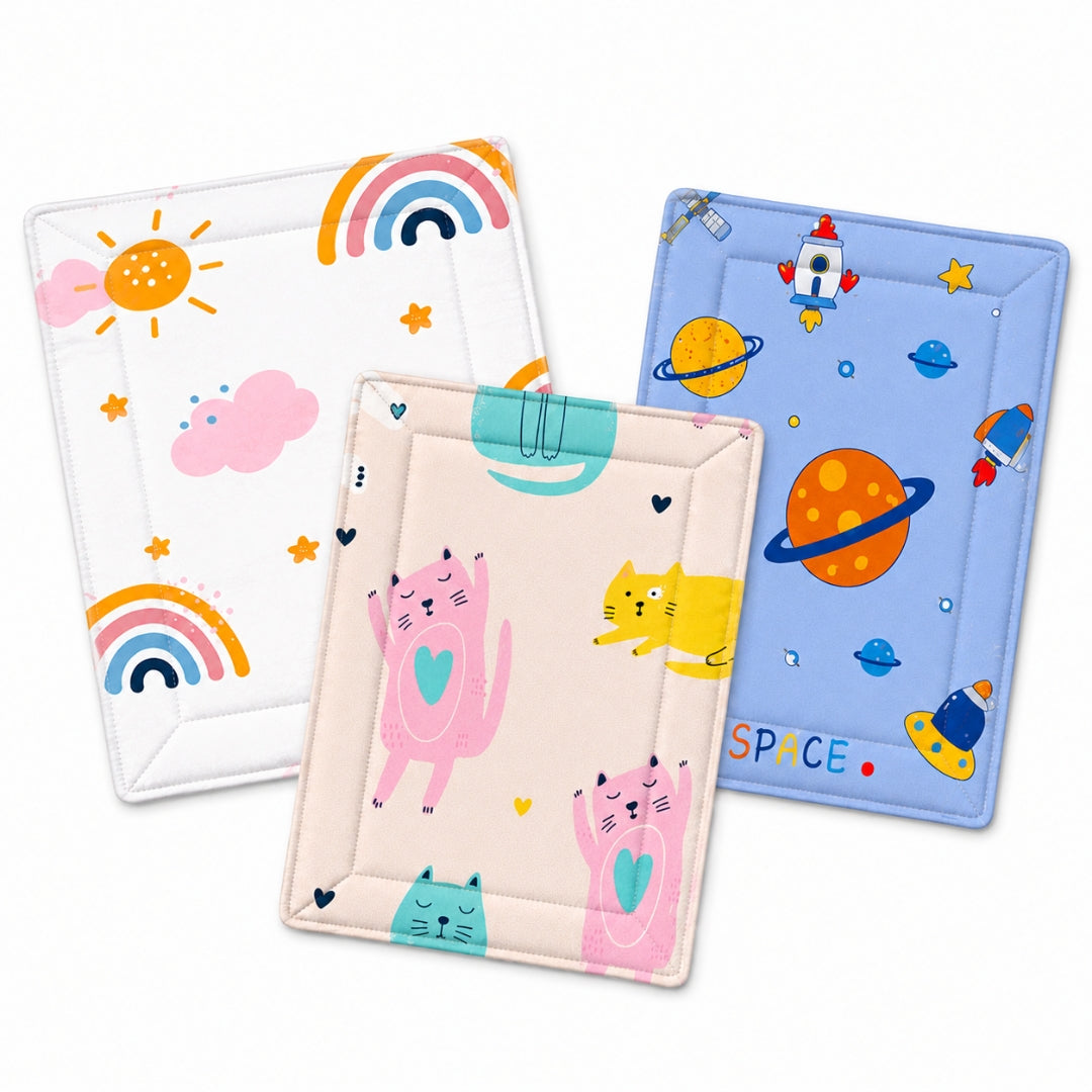 Waterproof Baby Changing Mat Set of 3 - Diaper Changing Sheets 60x45 cm (City Print)