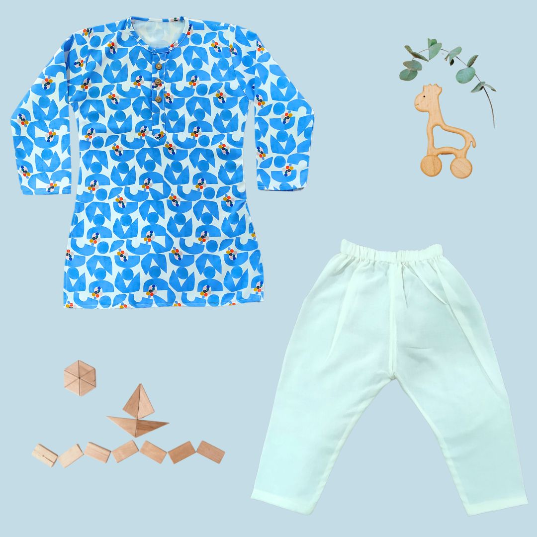 Bluebird Blossom Kurta Set (Unisex)