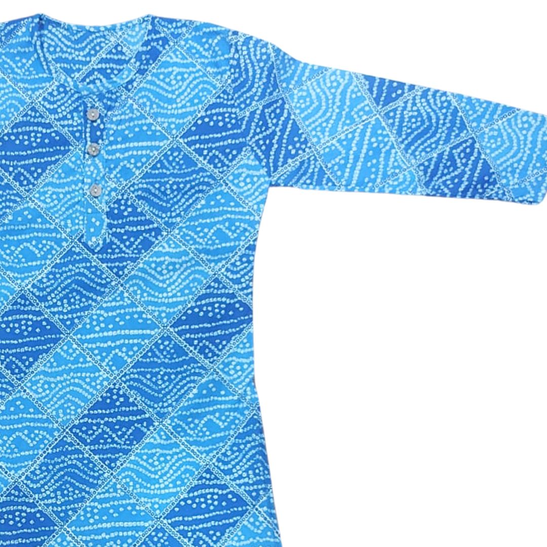 Royal Bandhni Blue Kurta Set (Unisex)