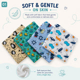 Kids Handkerchief Set of 4 Cute Printed Hankies
