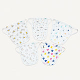 100% Cotton Muslin Nappy Set for Newborns (0-6 Months) - Pack of 5