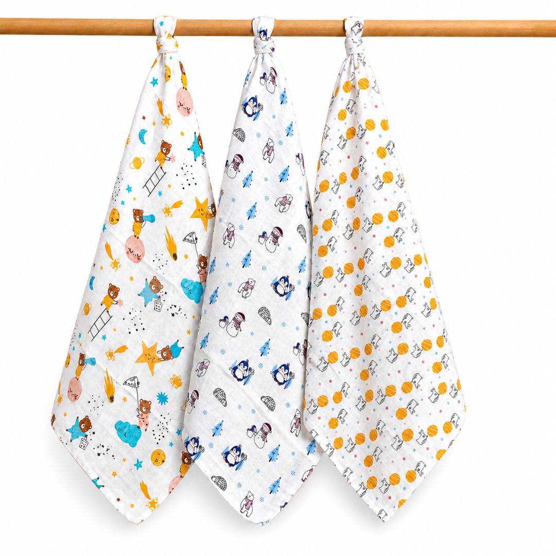 Baby Muslin Swaddle Wraps – 100% Cotton, Ultra-Soft, Breathable, Multipurpose Baby Blankets – 115x95 cm