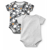 Baby Cotton Onesies Pack of 2 Dark Grey & Light Grey Combo
