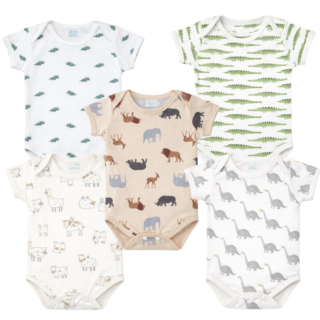 Baby Cotton Onesies Pack of 5 Soft Cotton Rompers for Newborns