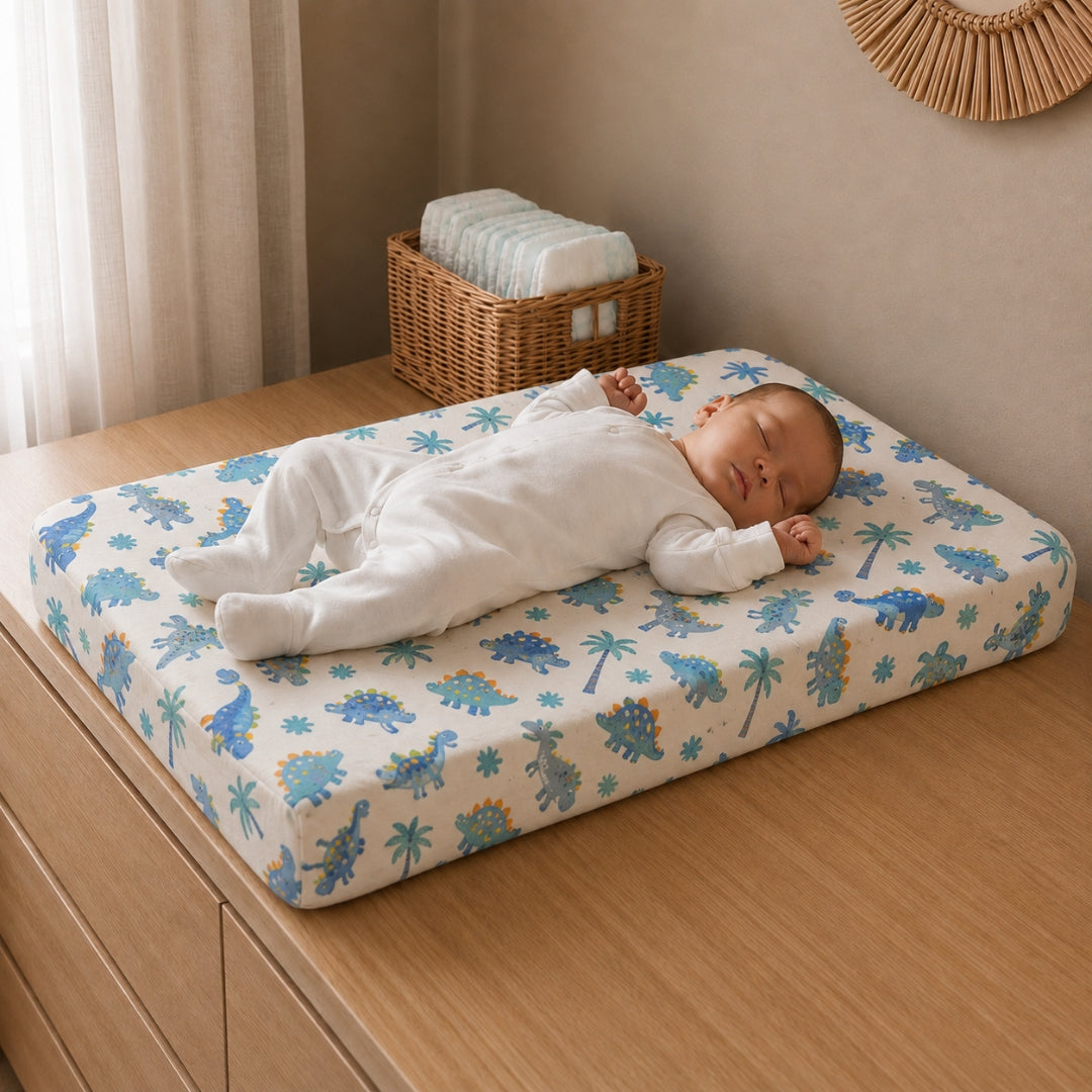 Baby Diaper Changing and Massage Pad with Safety Belt (MultiDino)