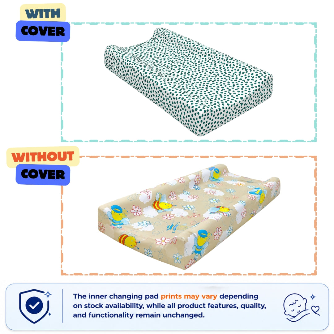 Baby Diaper Changing and Massage Pad with Safety Belt (Green Dots)