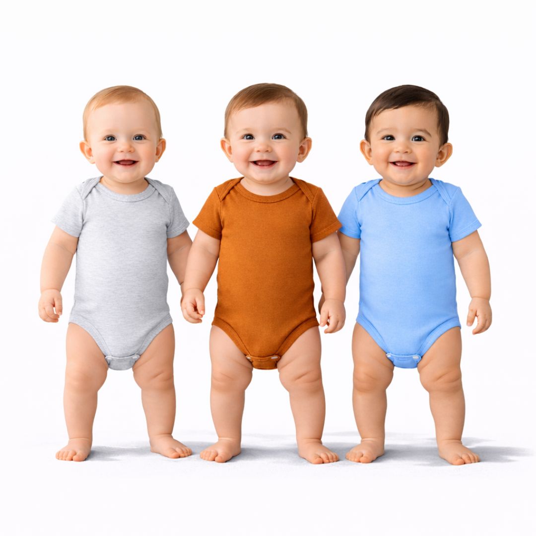 Baby Cotton Onesies Pack of 3 Soft Cotton Rompers for Newborns