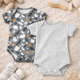 Baby Cotton Onesies Pack of 2 Dark Grey & Light Grey Combo